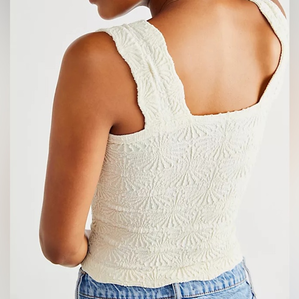 Free People Cream Textured Tank Top